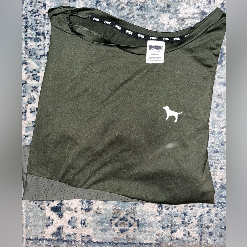 PINK Green Workout Top